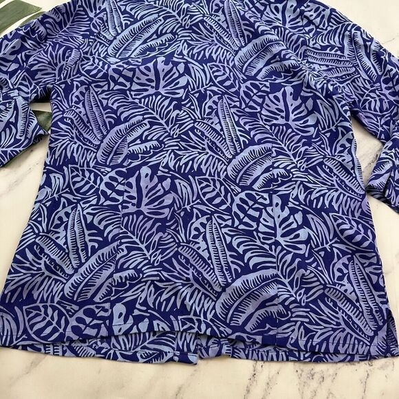 Blue Ginger Womens Button Up Blouse Top Size S Purple Tropical Leaf Floral - Picture 12 of 12